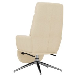 Chaise de relaxation avec repose-pied Crème Tissu 