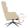 Chaise de relaxation avec repose-pied Crème Tissu 