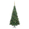 Arbre de Noël artificiel pré-éclairé et boules L 240 cm vert 