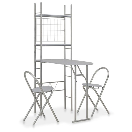 Ensemble à dîner pliant 3 pcs et étagère de rangement MDF acier 