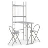 Ensemble à dîner pliant 3 pcs et étagère de rangement MDF acier 