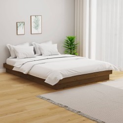 Cadre de lit sans matelas marron miel bois massif 