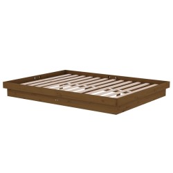 Cadre de lit sans matelas marron miel bois massif 