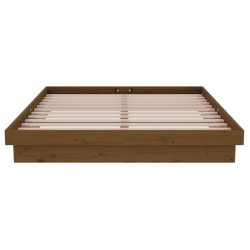 Cadre de lit sans matelas marron miel bois massif 