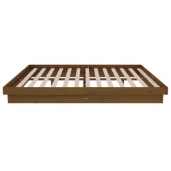 Cadre de lit sans matelas marron miel bois massif 