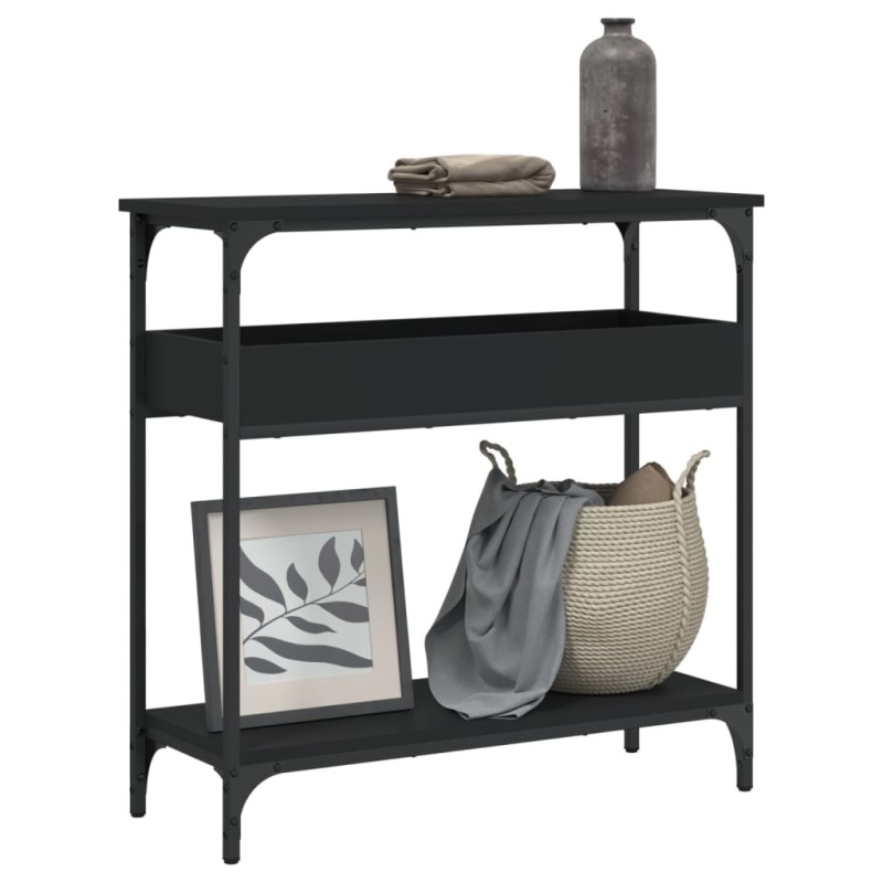 Table console avec étagère noir 75x29x75 cm bois d'ingénierie Table console avec étagère noir 75x29x75 cm bois d'ingénierie