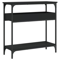 Table console avec étagère noir 75x29x75 cm bois d'ingénierie 