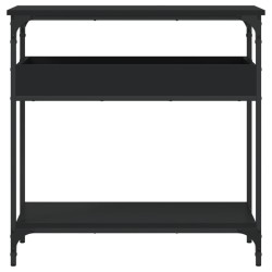 Table console avec étagère noir 75x29x75 cm bois d'ingénierie 