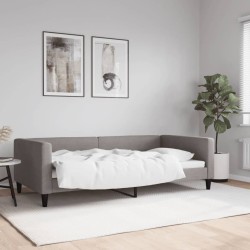 Lit de repos taupe 100x200 cm tissu 