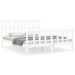 Cadre de lit sans matelas blanc bois de pin massif 