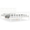 Cadre de lit sans matelas blanc bois de pin massif 