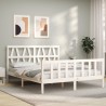 Cadre de lit sans matelas blanc bois de pin massif 