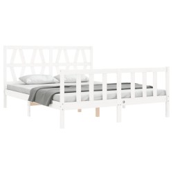Cadre de lit sans matelas blanc bois de pin massif 