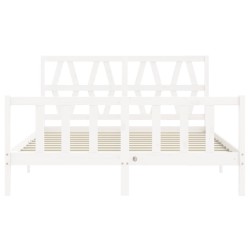 Cadre de lit sans matelas blanc bois de pin massif 
