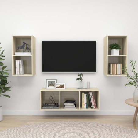 Ensemble de meubles TV 3 pcs Chêne sonoma Bois d'ingénierie 