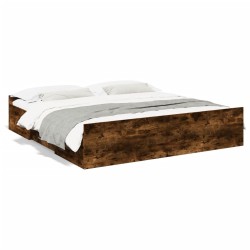 Cadre de lit avec tiroirs sans matelas chêne fumé 200x200 cm 