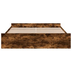 Cadre de lit avec tiroirs sans matelas chêne fumé 200x200 cm 