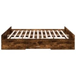 Cadre de lit avec tiroirs sans matelas chêne fumé 200x200 cm 