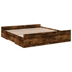 Cadre de lit avec tiroirs sans matelas chêne fumé 200x200 cm 