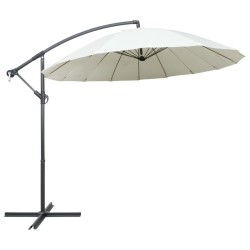 Parasol suspendu avec poteau en aluminium Blanc 3 m 