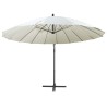 Parasol suspendu avec poteau en aluminium Blanc 3 m 
