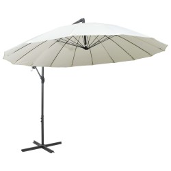 Parasol suspendu avec poteau en aluminium Blanc 3 m 