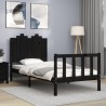 Cadre de lit sans matelas noir 90x200 cm bois de pin massif 