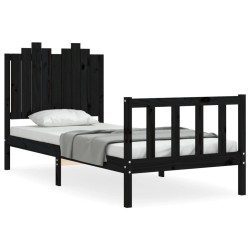 Cadre de lit sans matelas noir 90x200 cm bois de pin massif 