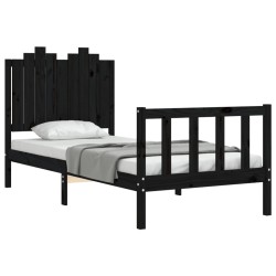 Cadre de lit sans matelas noir 90x200 cm bois de pin massif 