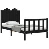 Cadre de lit sans matelas noir 90x200 cm bois de pin massif 