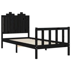 Cadre de lit sans matelas noir 90x200 cm bois de pin massif 