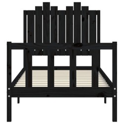 Cadre de lit sans matelas noir 90x200 cm bois de pin massif 