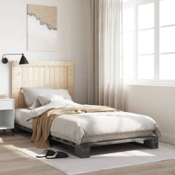 Cadre de lit sans matelas gris 100x200 cm bois massif de pin 