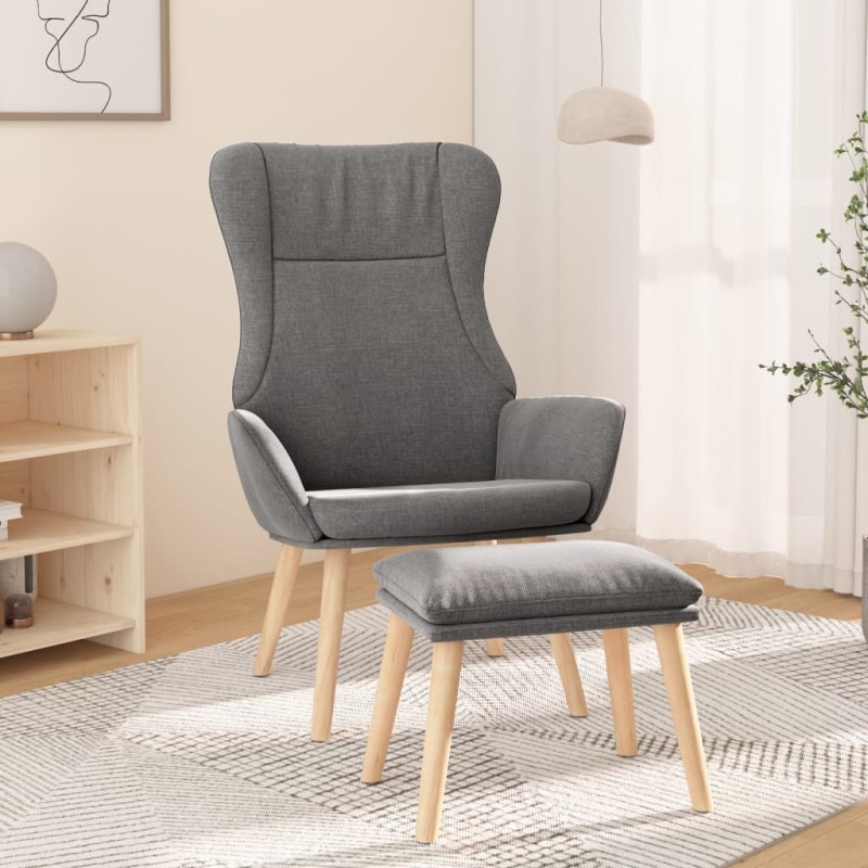 Chaise de relaxation avec repose-pied Gris clair Tissu 