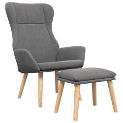 Chaise de relaxation avec repose-pied Gris clair Tissu 