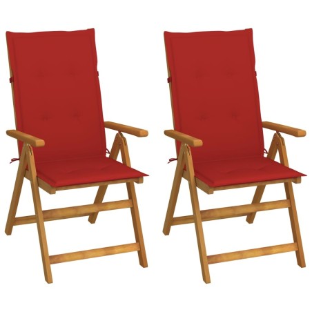 Chaises inclinables de jardin lot de 2 et coussins Bois acacia 