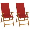 Chaises inclinables de jardin lot de 2 et coussins Bois acacia 
