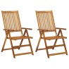 Chaises inclinables de jardin lot de 2 et coussins Bois acacia 