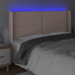 Tête de lit à LED Cappuccino 203x16x118/128 cm Similicuir 