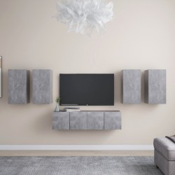 Ensemble de meuble TV 6 pcs Gris béton Bois d'ingénierie 