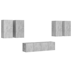 Ensemble de meuble TV 6 pcs Gris béton Bois d'ingénierie 