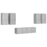 Ensemble de meuble TV 6 pcs Gris béton Bois d'ingénierie 