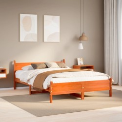 Cadre de lit sans matelas cire marron 120x190cm bois pin massif 