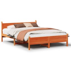 Cadre de lit sans matelas cire marron 120x190cm bois pin massif 