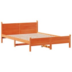Cadre de lit sans matelas cire marron 120x190cm bois pin massif 