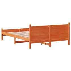 Cadre de lit sans matelas cire marron 120x190cm bois pin massif 