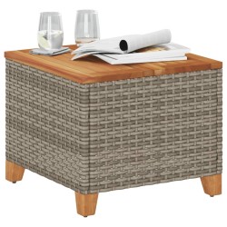 Table de jardin gris 45x45x37 cm résine tressée et bois acacia 