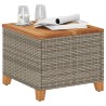 Table de jardin gris 45x45x37 cm résine tressée et bois acacia 