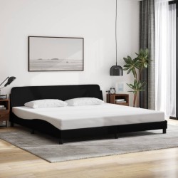 Cadre de lit sans matelas noir 200x200 cm tissu 