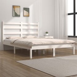 Cadre de lit sans matelas blanc bois massif 140x200 cm 